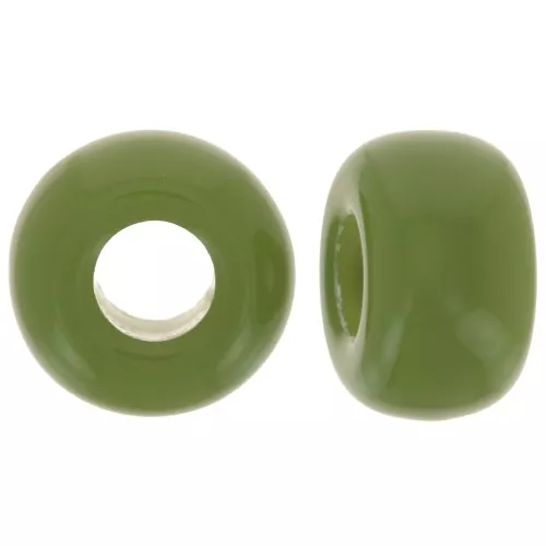 Perle in resina opaca a foro largo da 9,5 mm - Khaki x10