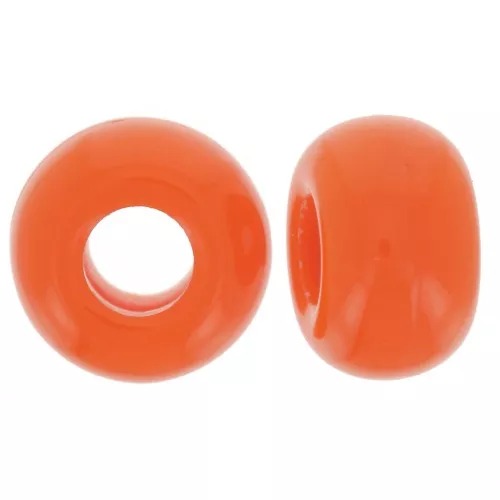 Perle in resina opaca a foro largo da 9,5 mm - Arancione x10