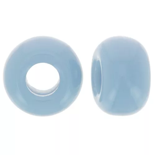 Perle in resina opaca a foro largo da 9,5 mm - Blu fumé x10
