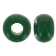 Perle in resina opaca a foro largo da 9,5 mm - Verde Smeraldo x10