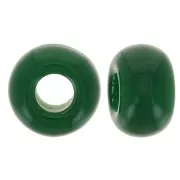 Perle - Perles rondelles gros trous 9.5 mm en résine opaque - Vert émeraude x10 Perles rondelles gros trous 9.5 mm en résine opaque - Vert émeraude x10