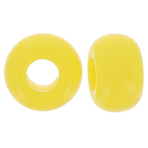 Perle in resina opaca a foro largo da 9,5 mm - Giallo sole x10