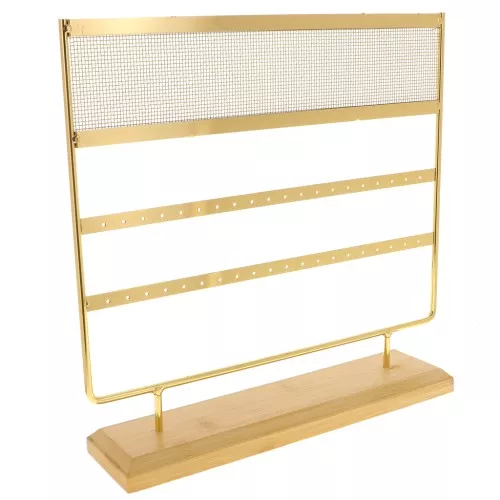Portagioielli - Espositore per gioielli in metallo e bambù 29,5x30 cm - Dorato x1