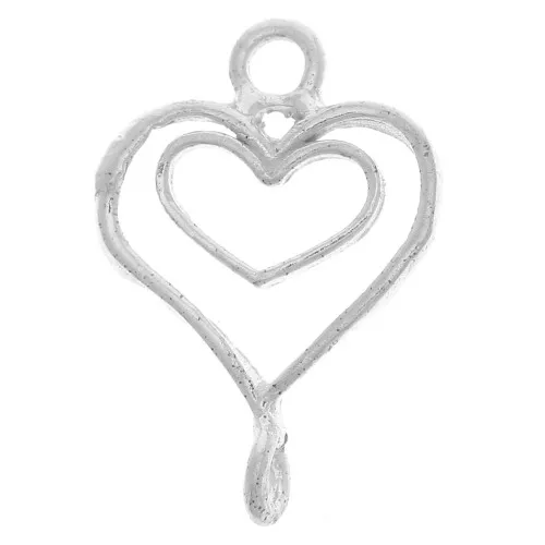 Distanziatore a forma di cuore 16x12 mm - Argento 925 x1