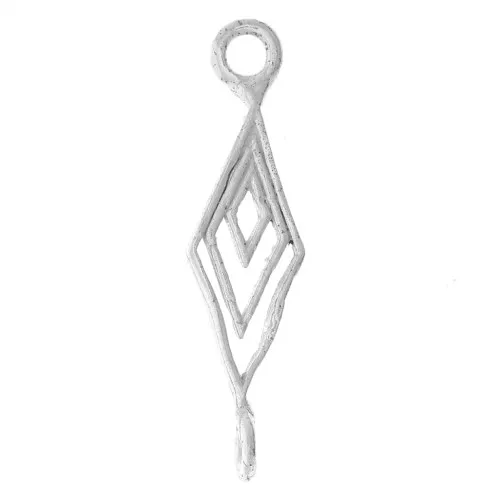 Distanziatore rombo con diamante 22x5,5 mm - Argento 925 x1