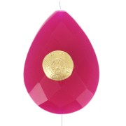 Perla a goccia etnico 17x13mm pietra semipreziosa colorata Dorato rosa x1|raw }}