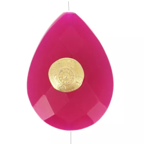 Perla a goccia etnico 17x13mm pietra semipreziosa colorata Dorato rosa x1