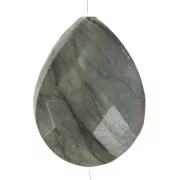 Perla a forma di goccia etnica 17x13 mm Pietra semipreziosa di Labradorite - Dorato con oro fino x1