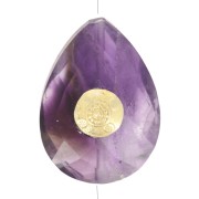 Perla a goccia con motivo etnico 17x13 mm Pietra semipreziosa - Dorato con oro fino x1|raw }}