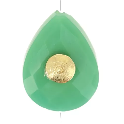 Perla a forma di goccia etnica 17x13 mm Pietra semipreziosa - Dorato con oro fino x1