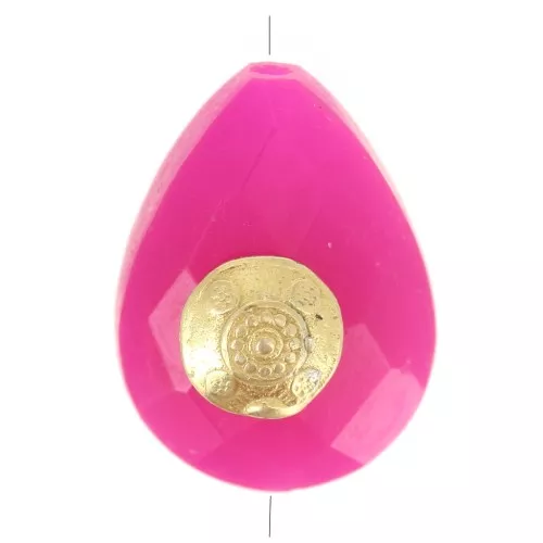 Goccia di perla con motivo etnico 14x10 mm pietra semipreziosa colorata Dorato rosa x1