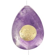 Perla a forma di goccia etnica 14x10 mm - Ametista - Dorato con oro fino x1|raw }}