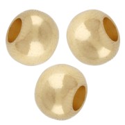 Perla rotonda appiattita 8x6 mm - foro largo - Dorata con oro fino x5