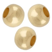 Perla rotonda appiattita 8x6 mm - foro largo - Dorata con oro fino x5