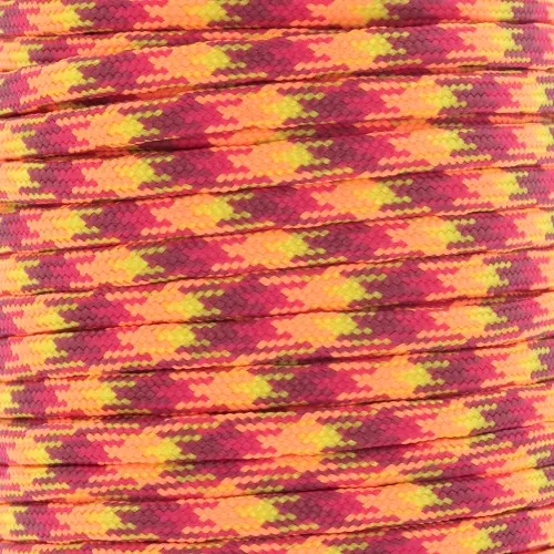 Paracord - Corda paracadute piatta da 4 mm - Arancione fluo - Bordeaux - Giallo x1m