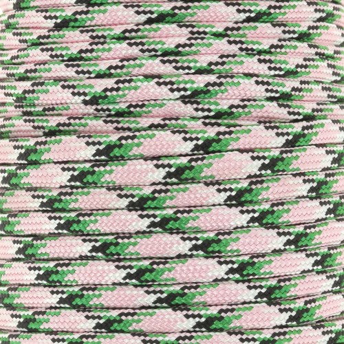 Paracord - Corda paracadute piatta da 4 mm - Rosa - Verde x1m