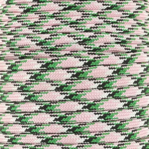 Paracord - Corda paracadute piatta da 4 mm - Rosa - Verde x1m