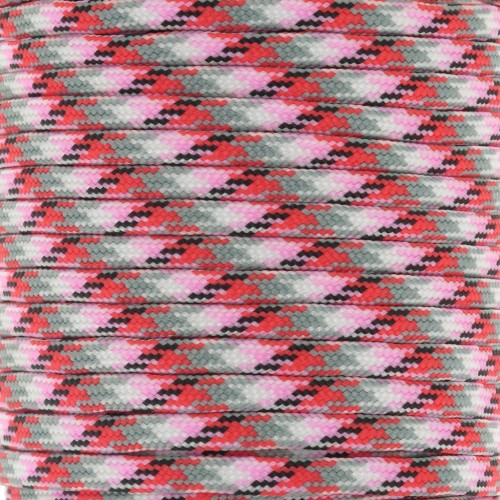 Paracord - Corda paracadute piatta da 4 mm - Rosa - Rosso - Grigio x1m