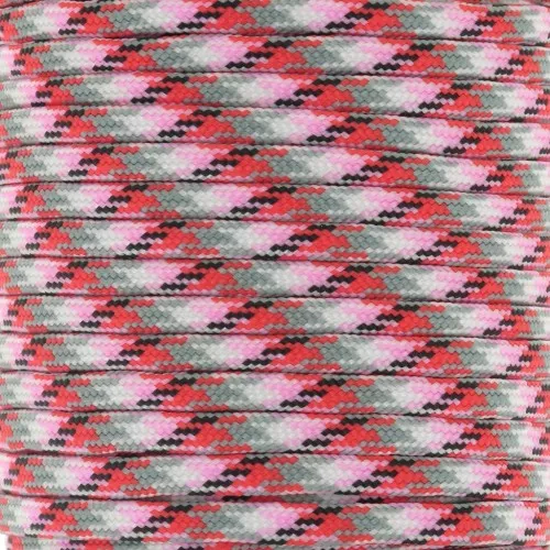 Paracord - Corda paracadute piatta da 4 mm - Rosa - Rosso - Grigio x1m