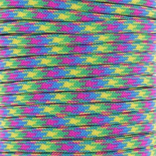 Paracord - Corda paracadute piatta da 4 mm - Verde - Fuschia - Giallo - Blu x1m