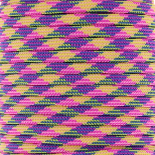 Paracord - Corda paracadute piatta da 4 mm - Rosa - Giallo - Blu x1m