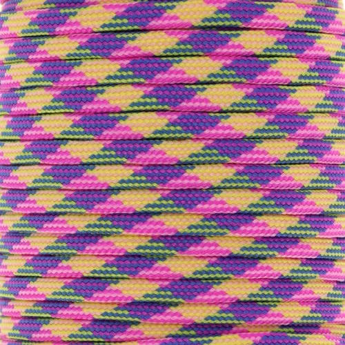 Paracord - Corda paracadute piatta da 4 mm - Rosa - Giallo - Blu x1m