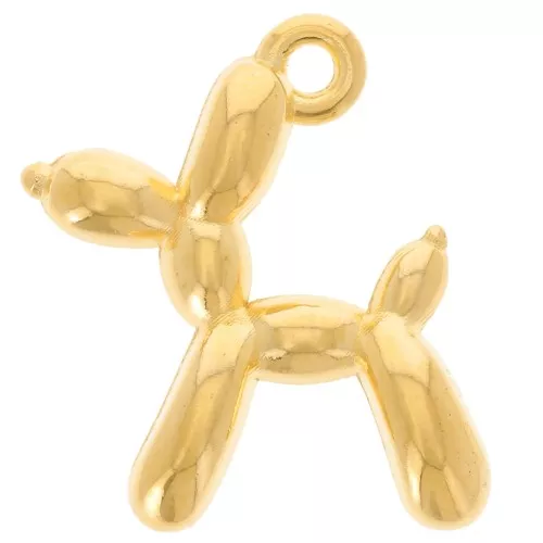 Ciondolo cane a palloncino 18x17 mm - Dorato con oro fino x1