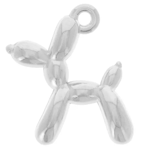 Ciondolo cane a palloncino 18x17 mm - Placcatura argento fino anticato x1