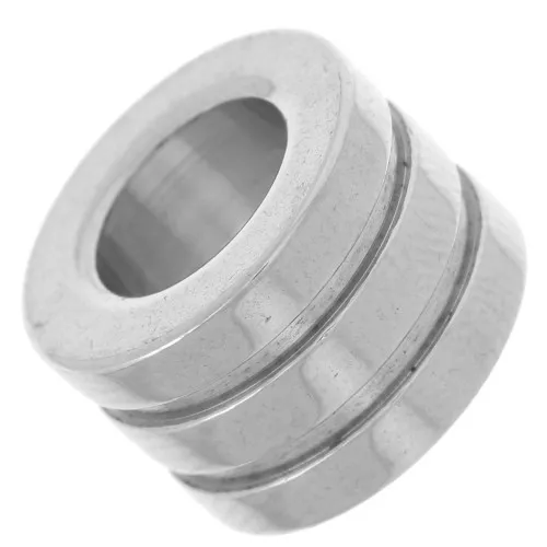 Perla tubolare striata 12x8 mm foro grande - acciaio inossidabile 304L x1