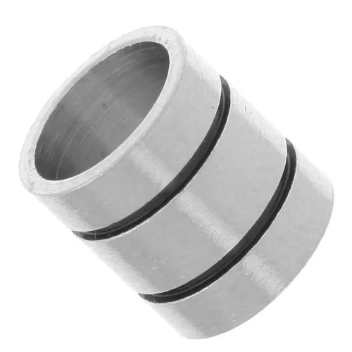 Perla tubo striato 7x8mm foro grande con resina - Acciaio inox 304L Nero x1
