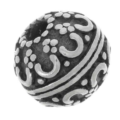 Perla rotonda appiattita da 8 mm - motivo floreale - acciaio inossidabile 304L x1