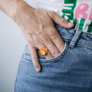 Anello cabochon ovale PureCrystal 4120 14x10 mm - Dorato con oro fino x1