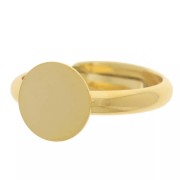 Anello con mezza fascia regolabile per cabochon da 10 mm - S.58-64 - Dorato con oro fino