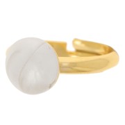 Anello con mezza fascia regolabile per cabochon da 10 mm - S.58-64 - Dorato con oro fino