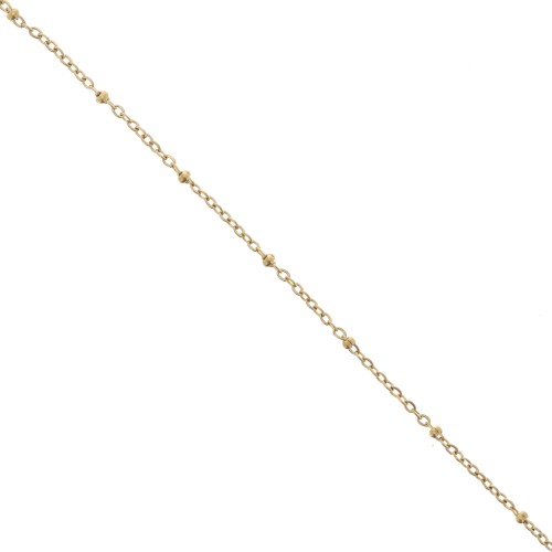 Catena Forzatina a maglie 2,7 mm con perle appiattite 304L in acciaio inossidabile Dorato x99cm