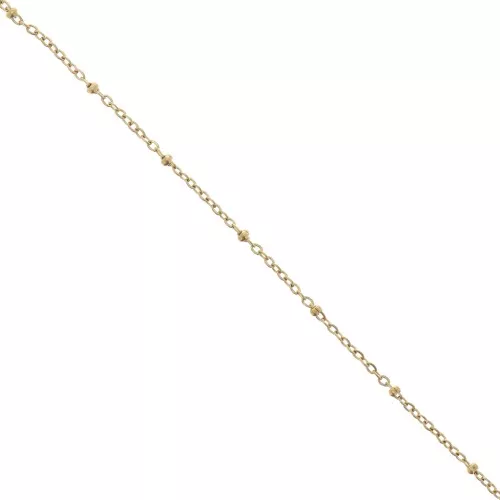 Catena Forzatina a maglie 2,7 mm con perle appiattite 304L in acciaio inossidabile Dorato x99cm