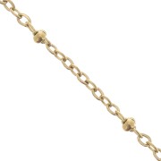 Catena Forzatina a maglie 2,7 mm con perle appiattite 304L in acciaio inossidabile Dorato x99cm