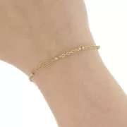 Catena Forzatina a maglie 2,7 mm con perle appiattite 304L in acciaio inossidabile Dorato x99cm