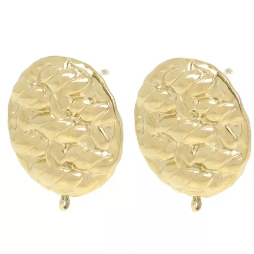 Orecchini tondi effetto intrecciato da 22 mm con anello aperto - Acciaio inossidabile 304L Dorato x2