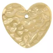 Ciondoli a cuore martellato 13x15 mm - Acciaio inossidabile 304L Dorato x2