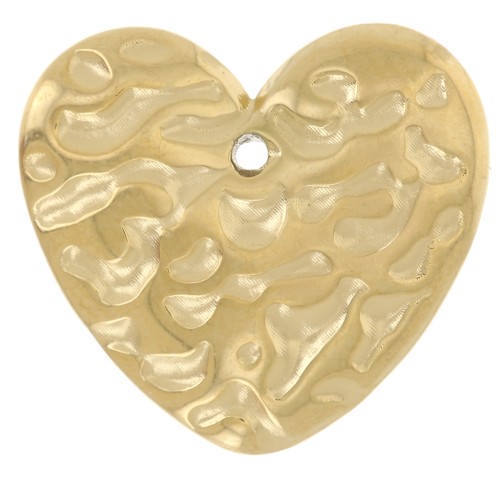 Ciondoli a cuore martellato 13x15 mm - Acciaio inossidabile 304L Dorato x2