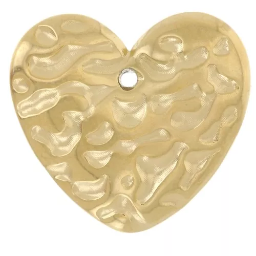 Ciondoli a cuore martellato 13x15 mm - Acciaio inossidabile 304L Dorato x2