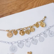 Ciondoli a cuore martellato 13x15 mm - Acciaio inossidabile 304L Dorato x2