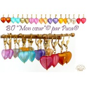 Perla di vetro a cuore 16x15 mm - Candy Curacao x1