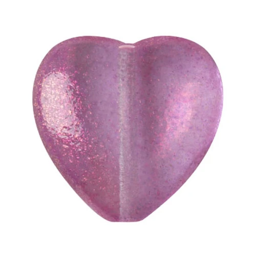 Perla di vetro a cuore 16x15 mm - Candy Rose x1