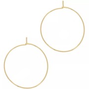 Orecchini a cerchio sottili da decorare, 30 mm - Filo da 0,7 mm - Acciaio inossidabile 316L Dorato, 2 pezzi