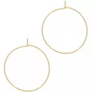 Orecchini a cerchio sottili da decorare, 30 mm - Filo da 0,7 mm - Acciaio inossidabile 316L Dorato, 2 pezzi