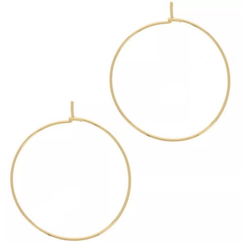 Orecchini a cerchio sottili da decorare, 30 mm - Filo da 0,7 mm - Acciaio inossidabile 316L Dorato, 2 pezzi