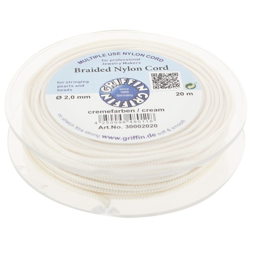 Filo di giada - Filo di nylon intrecciato europeo Griffin 2 mm - Crema x20m