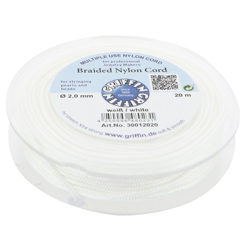 Filo di giada - Filo di nylon intrecciato europeo Griffin 2 mm - Bianco x20m